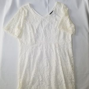 Dress-  White Lace Bodycon Short Sleeves